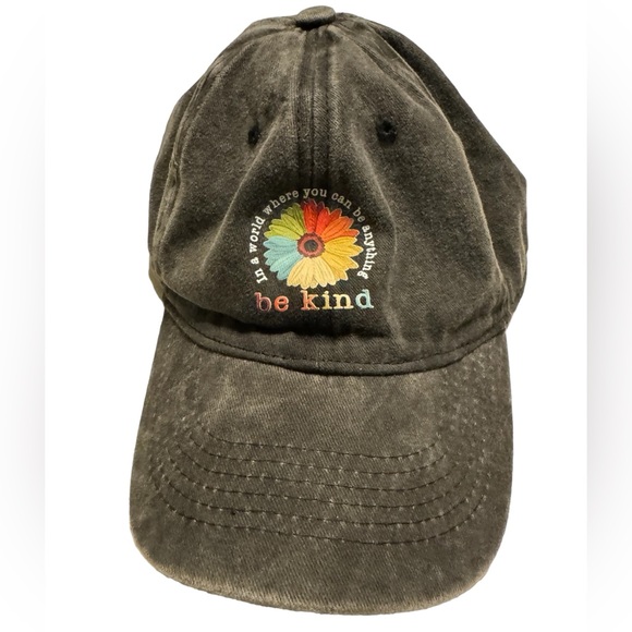 Retro Strap Back In A World Where You Can Be Anything BE KIND Acid Baseball Hat - Picture 1 of 5